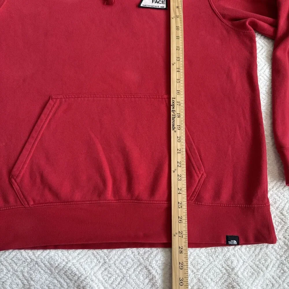 North Face Mens Sweatshirt San Francisco 1966 Patch Red Hoodie Sz Large